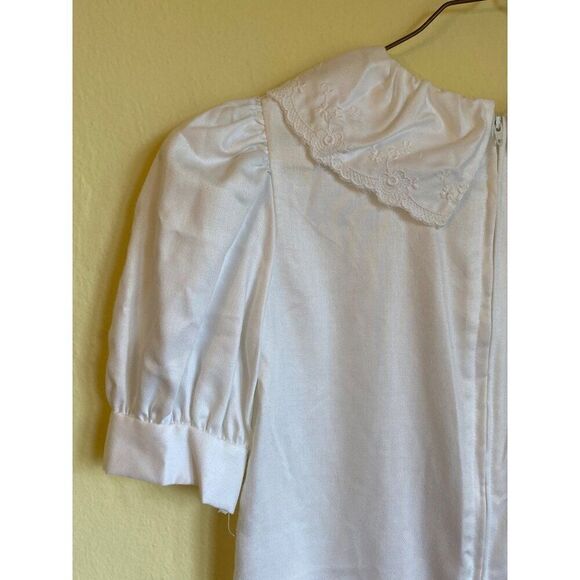 Vintage Lemaj Le Maj Dress Girls Size 8 Short Sleeve Withe Pink Bow USA - Picture 4 of 6